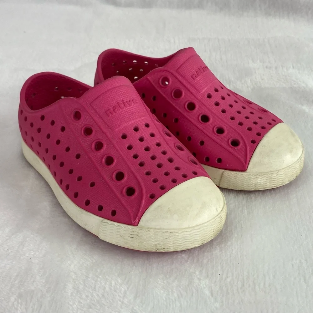 Native Jefferson Toddler Girls Water Shoes Slip On Sneakers Pink White Size 8